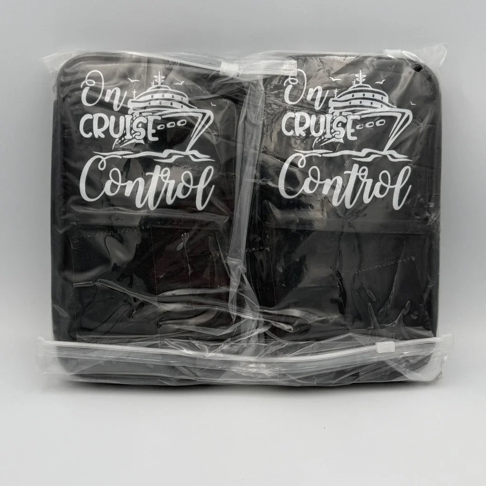 Set of 2 On Cruise Control Travel Organizer Passport Holder Wallet Black NWT
